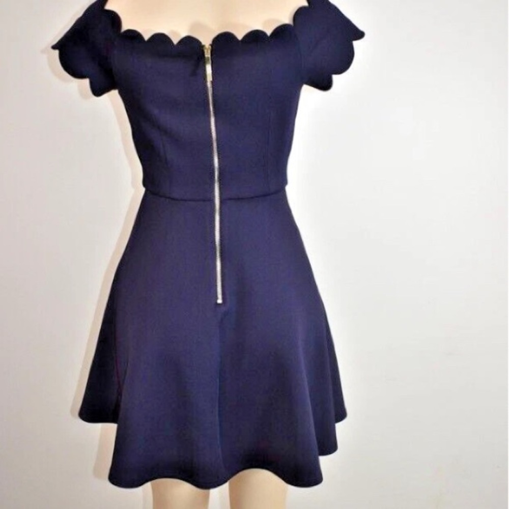 Ted Baker Navy Off Shoulder Cocktail Dress US Size 6-8/Medium In Beautiful Bag - Picture 5 of 13